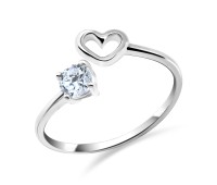 Heart and Round CZ Silver Ring NSR-505